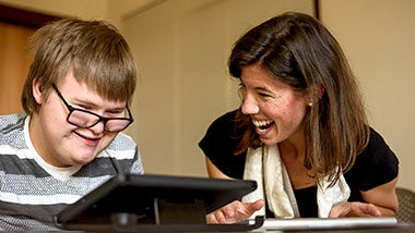 young student and counselor